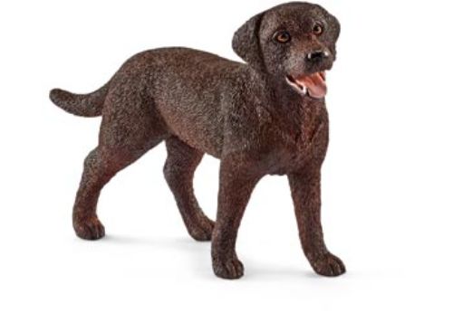 Lifelike Schleich female Labrador Retriever figurine, showcasing friendly demeanor and detailed features for imaginative play.