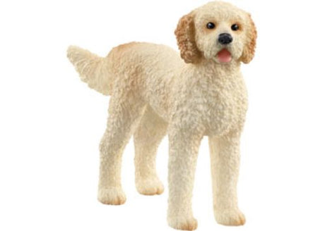 Adorable Schleich Goldendoodle figure showcasing playful design, perfect for imaginative play and teaching kids about pets.