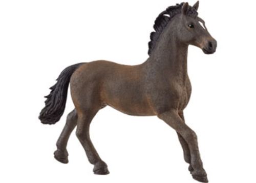 Detailed Schleich Oldenburger Stallion figurine showcasing its powerful build and elegant mane for play or display.