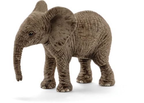 Detailed Schleich African elephant calf figurine, designed for imaginative play and wildlife education for toddlers aged 3+.