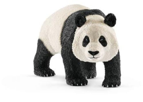 Detailed Schleich male giant panda figurine with iconic black and white coat, perfect for imaginative play and wildlife education.