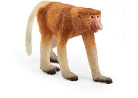 Schleich Proboscis Monkey figurine showcasing its distinctive large nose, perfect for wildlife collections and imaginative play.