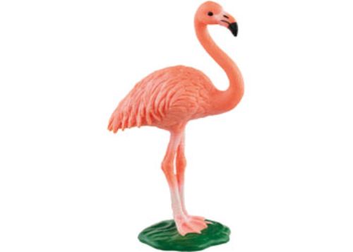 Vibrant pink Schleich Flamingo figurine with intricate details, perfect for play and education about wildlife.