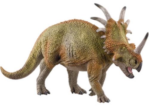 Colorful Schleich Styracosaurus figurine, 7.5 inches long, featuring authentic details, perfect for imaginative play and education.