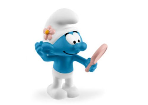 Charming Schleich Vanity Smurf figurine, 2.5 inches tall, vibrant colors, perfect for collectors and imaginative play.