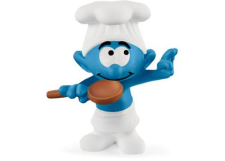 Alt text: Detailed Schleich Chef Smurf figurine in white hat and apron, perfect for play or decoration, 2.2 inches tall.