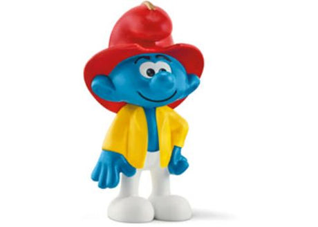 Schleich Fireman Smurf figurine, hand-painted and detailed, perfect for imaginative play and collecting.