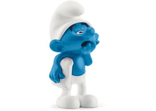 Schleich - Lazy Smurf collectible figure featuring vibrant colors and intricate details, perfect for display and imaginative play.