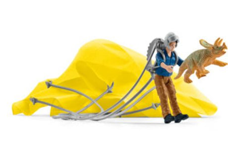 Brave firefighter figurine with parachute for adventurous rescue play, enhancing creativity and fine motor skills.