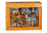 Colorful Schleich Wild Life Starter Set featuring a lion, monkey, and elephant, perfect for imaginative play and adventure.