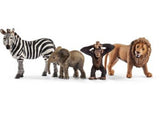 Schleich Wild Life Starter Set with a lion, monkey, and elephant for imaginative play and wildlife exploration for ages 3+.