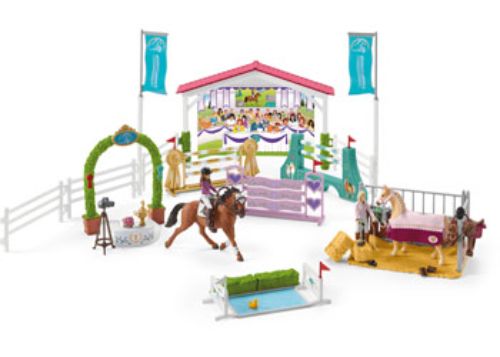 Schleich Friendship Horse Tournament playset featuring detailed horses and riders for imaginative equestrian adventures.