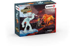 "Schleich playset featuring Frost Monster and Fire Lion in an epic elemental battle for a powerful sword."