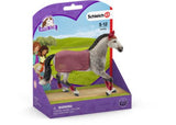 Schleich Trakehner mare figurine with fly veil, showcasing elegance for horse lovers and collectors in imaginative play.