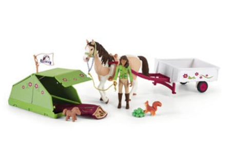 Sarah and her horse set up camp with detailed gear for imaginative outdoor adventures. Perfect for creative play!