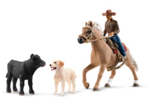 Children exploring imaginative play with Schleich's detailed Western Riding Adventures equestrian figures and accessories.