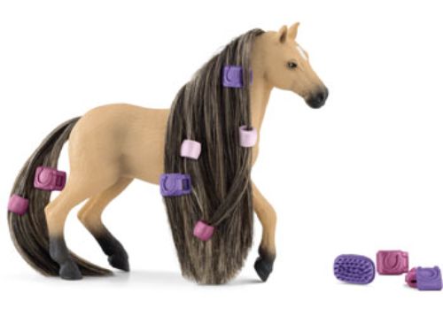 Lifelike Schleich Andalusian mare figurine, showcasing flowing mane and graceful posture, perfect for play or display.