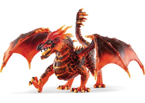 Vibrant Schleich Lava Dragon toy with intricate design, showcasing strong wings and spiked tail, perfect for imaginative play.