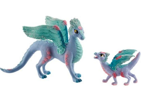 Enchanting Schleich Flower Dragon and Baby duo with vibrant colors, perfect for imaginative play and storytelling in bayala.