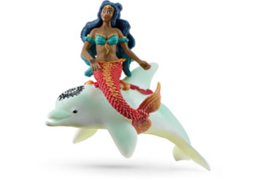 Isabelle rides a sleek dolphin, beautifully crafted for imaginative play and enhancing fine motor skills.