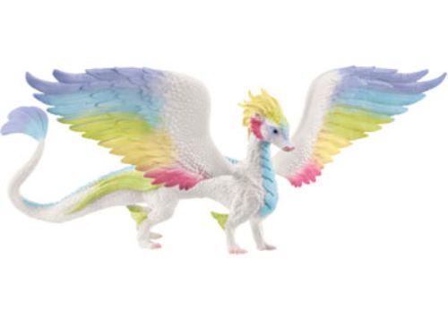 Colorful Schleich Rainbow Dragon collectible toy, perfect for imaginative play and storytelling for kids aged 3 and up.