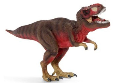 Red Schleich Tyrannosaurus rex dinosaur figure, detailed and ideal for imaginative play and education for kids aged 3+.