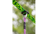 Colorful 36-foot Slackers Swingline Ninjaline with swings, rings, and safety features for active outdoor play. Ideal for kids 3+.