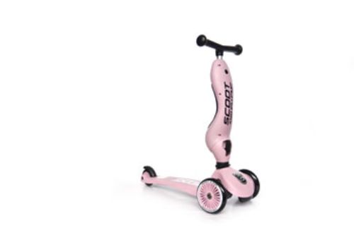 Scoot & Ride Highwaykick 1 in rose, a 2-in-1 kickboard and scooter for kids aged 1-5, offers safety and fun during playtime.