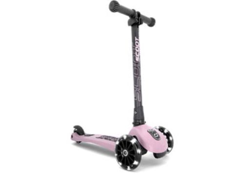 Scoot & Ride Highwaykick 3 in LED Rose, a fun and safe scooter with adjustable handlebar and illuminating LED wheels.