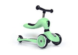 Vibrant Kiwi 2-in-1 scooter and kickboard for kids aged 1-5, featuring tool-free adjustable seat and maximum stability for safe riding.