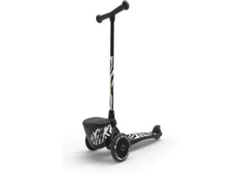 Scoot & Ride Highwaykick 2 scooter in Zebra design, perfect for kids 1-5, transforms from ride-on to kick scooter.