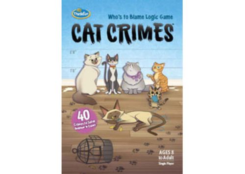 A colorful logic game featuring six unique cat tokens and challenge cards to solve feline mysteries.