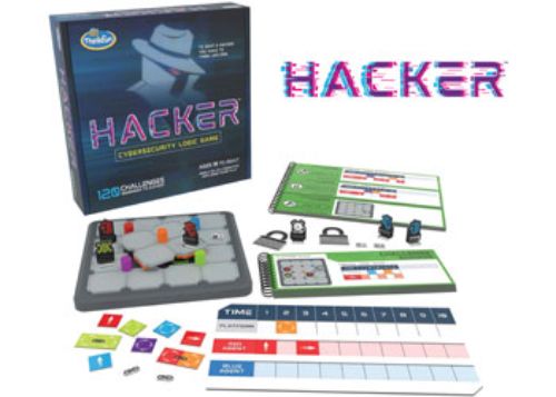 ThinkFun - Hacker game box showcasing fun coding challenges for aspiring young developers to learn cybersecurity skills.