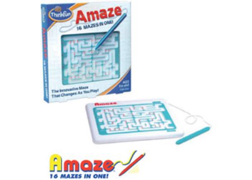 Handheld maze puzzle with 16 unique, shifting challenges; includes stylus for navigating traps and dead ends.