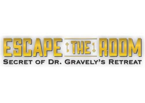 "ThinkFun Escape Room: Dr. Gravely's Retreat game box featuring immersive puzzles and clues for 3-8 players."