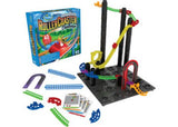 Kids design their own roller coasters with the ThinkFun Roller Coaster Challenge STEM game, featuring 40 logic puzzle challenges.