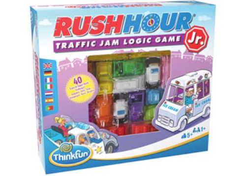 Logic puzzle game for kids featuring an ice cream truck navigating a traffic jam with 40 challenge cards for ages 5 and up.