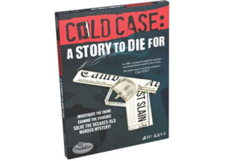 ThinkFun Cold Case game: Investigate the 1988 murder of journalist Andy Bailey through immersive clues and puzzles.