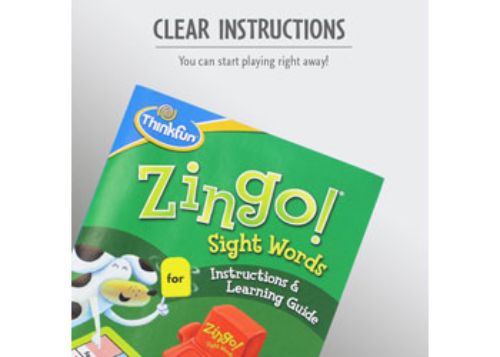 ThinkFun Zingo! Sight Words game featuring colorful tiles and cards designed for kids to learn essential sight words.