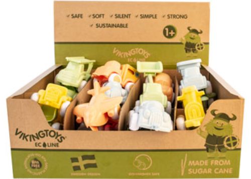 Eco-friendly Viking Toys Eco Chubbies Mix features vibrant vehicles for toddlers, crafted from sustainable materials.