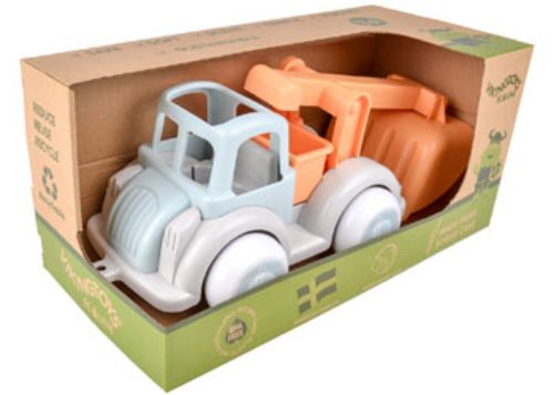 Eco-friendly Viking Toys Jumbo Digger Truck, 28 cm, with movable arm, bright colors, and 100% recyclable materials for toddlers.