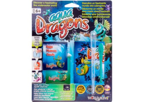 Aqua Dragons Refill Pack with eggs, food, spoon, aerator, instructions, and activity book for aquatic pet exploration.