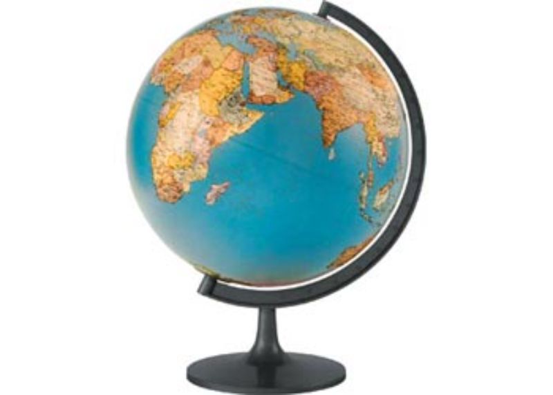 Vibrant 28cm Edu-Toys Swivel Globe for ages 8+, featuring smooth rotation and detailed cartography for interactive learning.