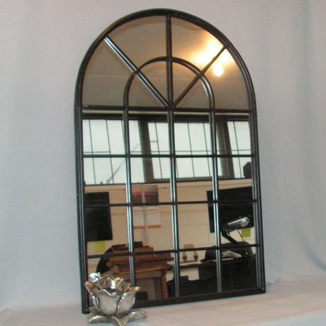 Black Church Window Mirror (90 x 60cm) featuring a sleek black finish, elegant design, perfect for enhancing home decor.