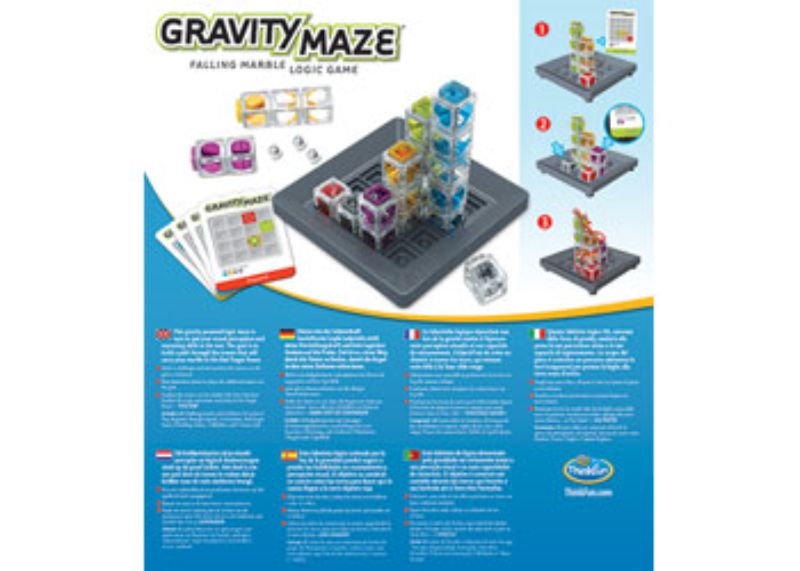 ThinkFun Gravity Maze: A logic game featuring towers and marbles to enhance problem-solving skills for kids ages 8 and up.