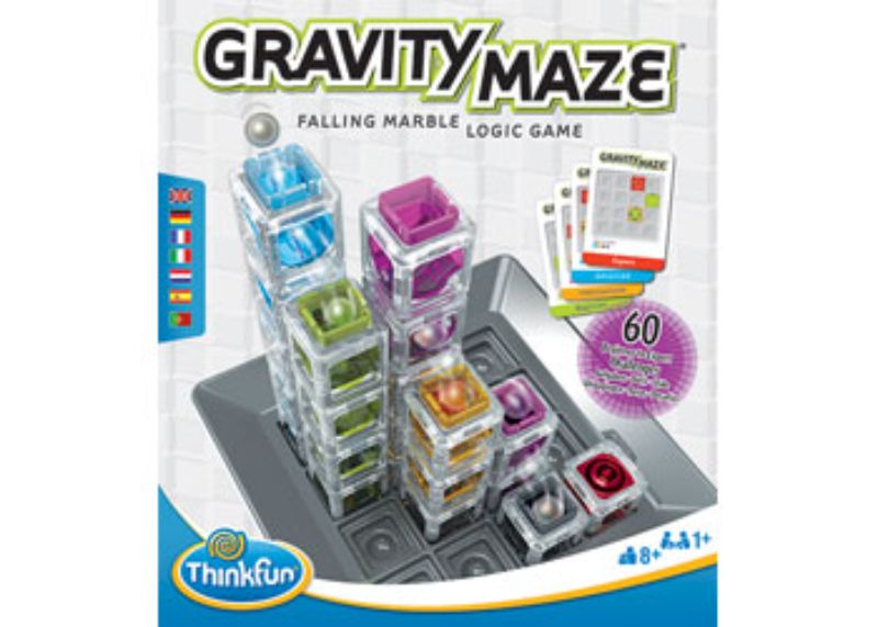 ThinkFun Gravity Maze: engaging logic game with towers and marbles for critical thinking, featuring 60 challenge cards.