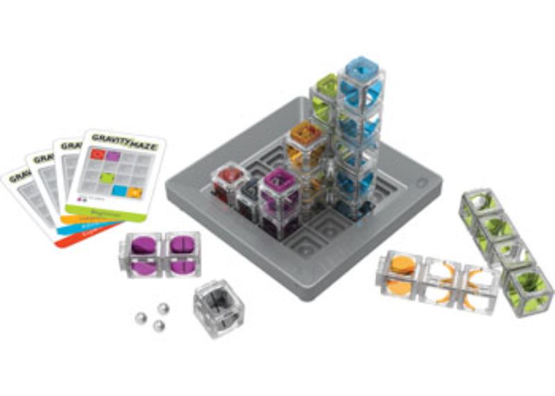 Engaging Gravity Maze logic game for ages 8+, featuring towers, marbles, and 60 challenge cards for problem-solving fun.