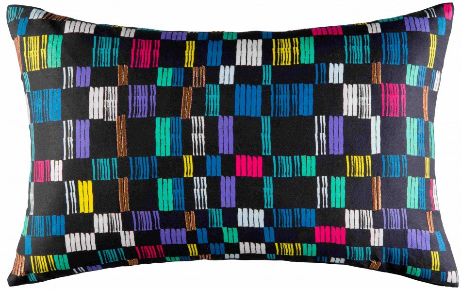 Mogul Cushion by Kas, 35x55cm, features a trendy tribal design with a stylish pop metallic print on cotton sateen.
