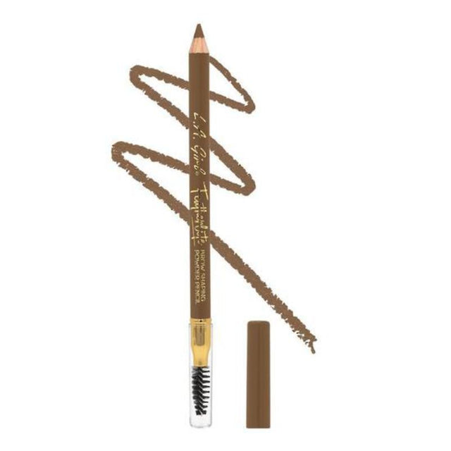 LA Girl Featherlite Powder Brow Pencil in Dark Blonde for natural, fuller brows; features powder formula, built-in spoolie, and eco-friendly design.