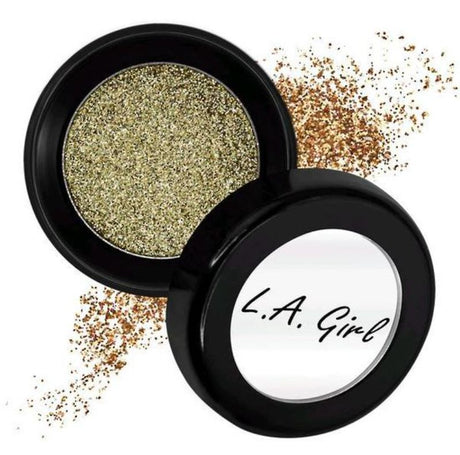 LA Girl Glitterholic Glitter Topper in Goal Digger, a multi-dimensional glitter for customizable eye makeup and dazzling looks.